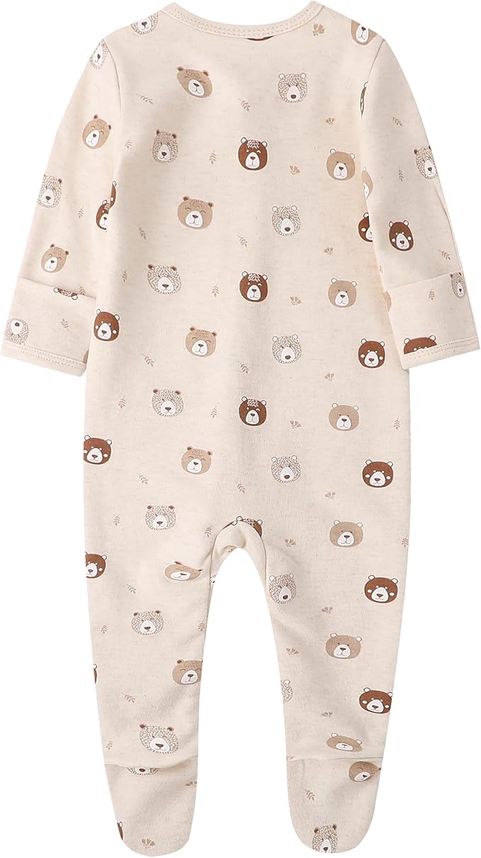 O2 BABY Baby Boys Girls Organic Cotton Zip-Front Sleeper Pajamas, Footed Sleep 'n Play