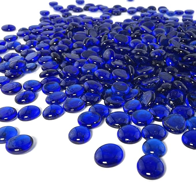ARSUK 1LB Blue Flat Glass Marbles, Beads by ARSUK