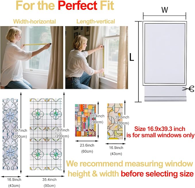 OHTMERU 3D Stained Glass Window Privacy Film, Heat Control UV Blocking Static - Image 5