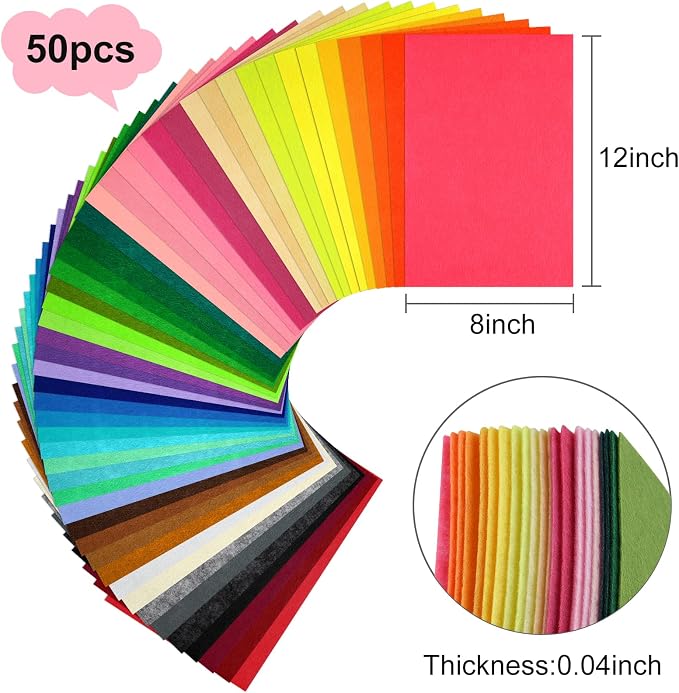 Morcheiong 50 Pcs Felt Fabric Soft Felt Fabric Sheet - Image 2