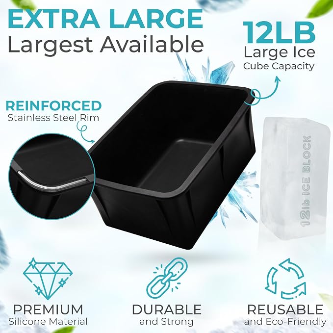 Ice Block Form Makes 12 Lb. Ice Cube 11" x 7" x 5" Largest Available Ice Block - Image 4