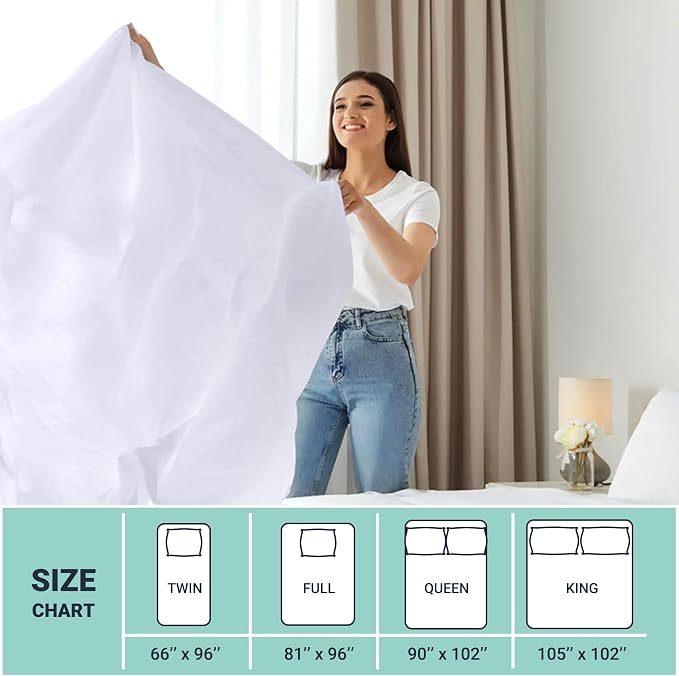ZPECC White Bulk Flat Sheets Only King Size 12 Pack, Easy Sort Top Bed Sheet by - Image 5