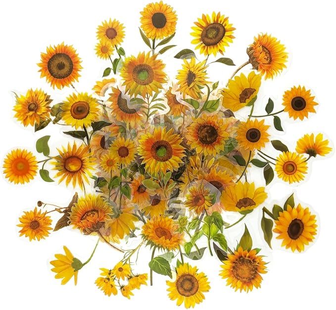 100Pcs Small Sunflower Stickers Transparent - Image 6