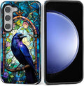 for Samsung Galaxy S23 Plus Case, Crow Faux Stained Glass Pattern Glossy 2 in 1 by Teonvpu