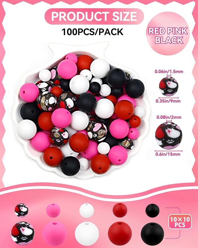 FIVEIZERO 100PCS 9mm & 15mm Silicone Beads, Fade-resistant, Easy-clean - Image 2