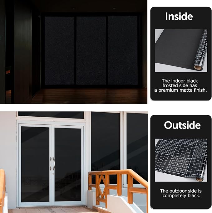 HIDBEA Blackout Window Film, 100% Light Blocking Room Darkening Window Privacy - Image 4