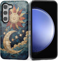 Case for Samsung Galaxy S23 Plus Case, Sun Moon Stars Faux Stained Glass Design by Kapadiy
