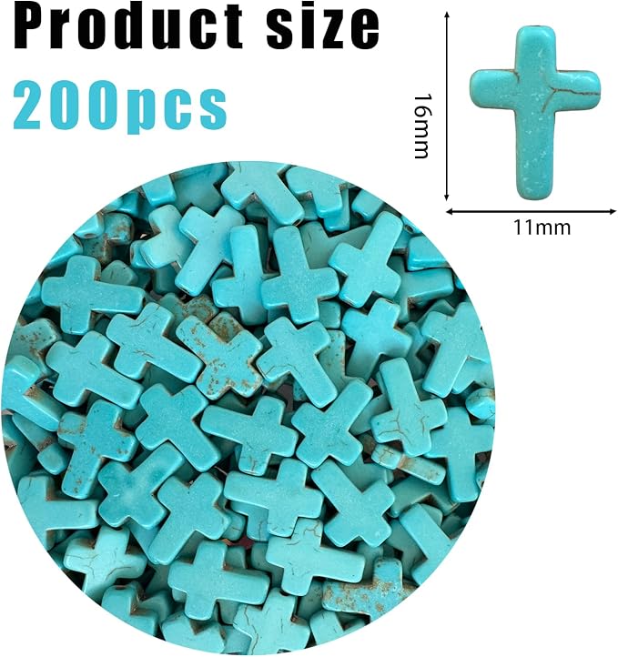 Turquoise Cross Beads for Bracelet Making - Image 2