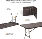VINGLI 6 Foot Plastic Folding Table Portable Long Table - Image 8