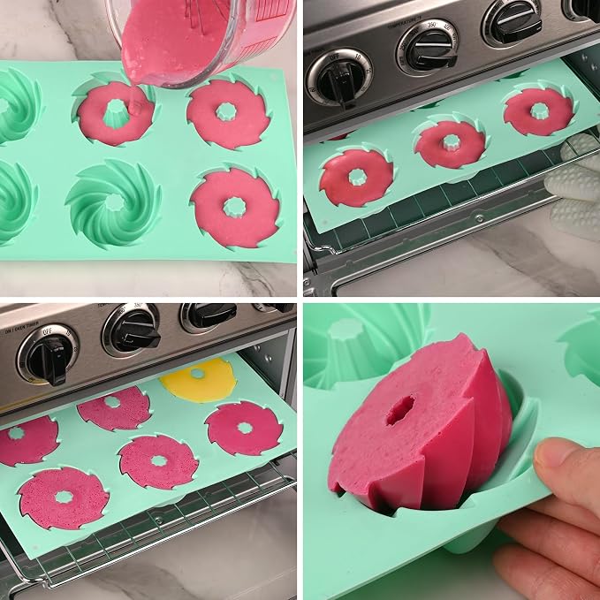 HUAKENER 2 Pcs Mini Fluted Cake Pan, 6-Cavity Fluted Cake Mold, Non-stick - Image 5