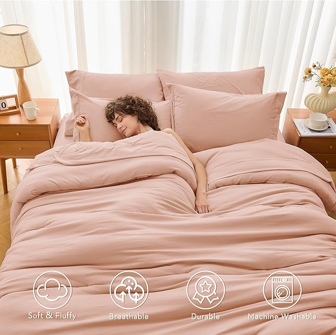 MUXHOMO 7 Pieces Full Comforter Set, Soft Bed in a Bag Full Size, All Season - Image 2