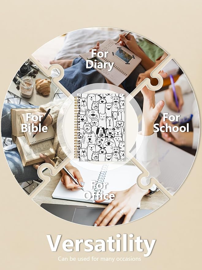Cute Dog Spiral Notebook, Dog Lovers Mom Dad Gifts Journal, Funny Black and - Image 5