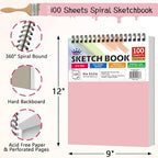 WINNER 9" x 12" Sketch Book 4 Pack, 400 Sheets Spiral Bound Art Sketchbook - Image 2