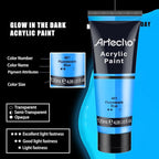 Artecho Green Glow in the Dark Acrylic Paint Set, 120ml / 4.05oz | Non-Toxic - Image 4