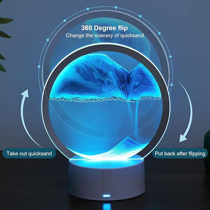 rysnwsu Moving Sand Art Picture Round Glass 3D Deep Sea Sandscape in Motion - Image 4