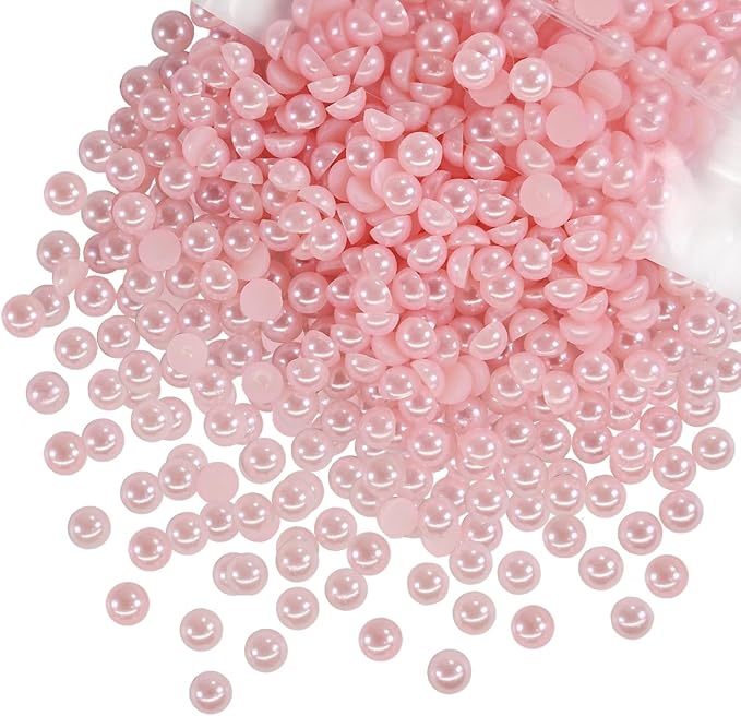 qiipii 900PCS 6mm Light Pink Round Half Round Pearls by qiipii