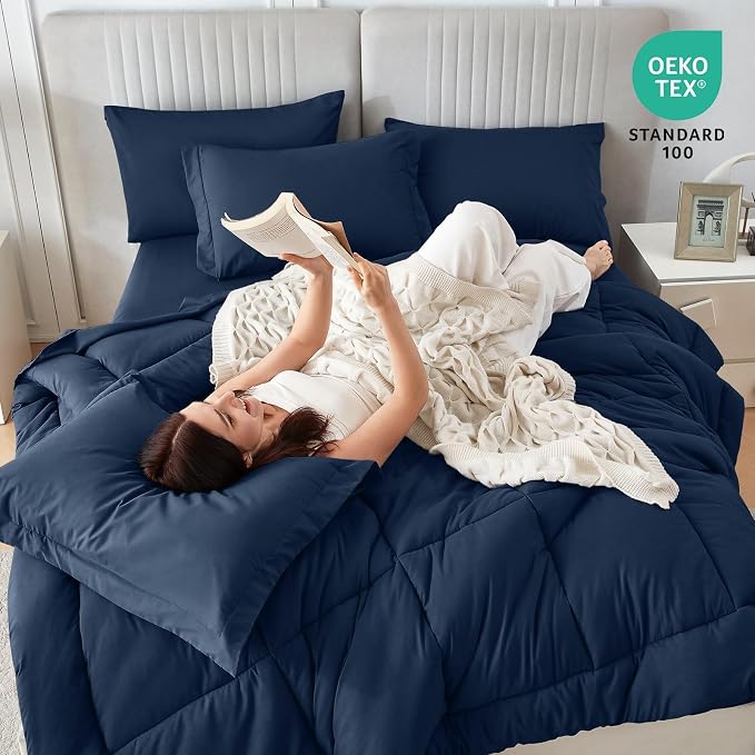 Sasttie Twin Comforter Set, 5 Pieces Bed in a Bag Twin, Complete Bedding Set - Image 2