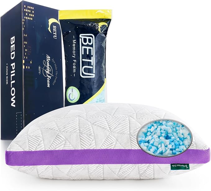 BETU Cooling Pillows Standard Size Set of 2, Shredded Memory Foam Cool Pillows - Image 7
