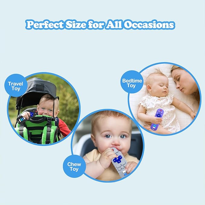 Baby Teething Toys, Food Grade Silicone Teether for Babies 3 6 12 18 Months, TV Remote Shape Toddlers Chew Toys, Freezer BPA Free (Black+Red)