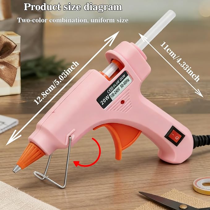 6 Pack Mini Hot Glue Gun Set for Classroom & Group Crafts, 3 Pink + 3 Blue Low - Image 7