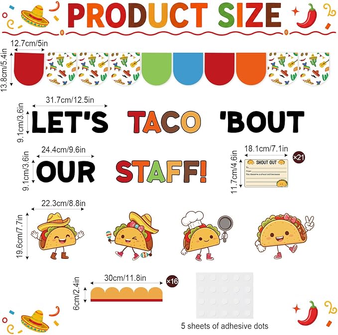 Staff Shout Out Bulletin Board Set Taco Staff Shout Outs Decorations Cute Taco - Image 2