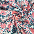 E-Tailor® Indian Ethnic 100% Cotton Voile Running Hand Block Print Natural by E-Tailor