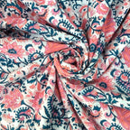 E-Tailor® Indian Ethnic 100% Cotton Voile Running Hand Block Print Natural by E-Tailor