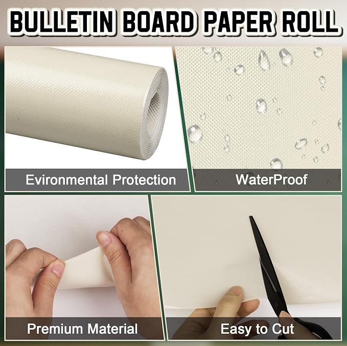 Inkspire Creme Bulletin Board Paper Roll, 14.8FTx47IN Large Reusable Waterproof - Image 3