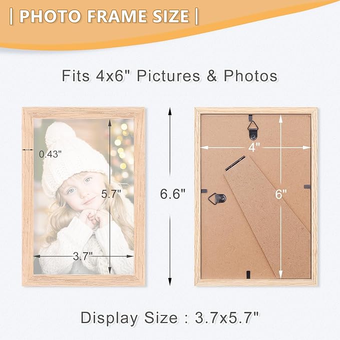 4x6 Picture Frame, OAK Wood Photo Frame - Image 2