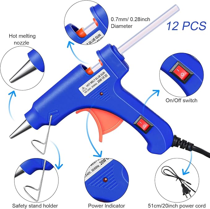 Zhengmy 12 Pieces Mini Hot Glue Gun Crafts Hot Melt Guns Fast Preheating and - Image 3