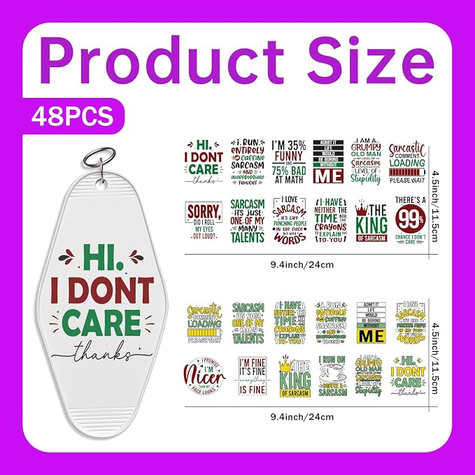 48PCS UV DTF Stickers Sarcastic Quote Sticker - Image 2