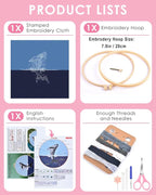 TINDTOP Embroidery Kit for Beginners Adult, Whale Embroidery Practice Kit | - Image 2