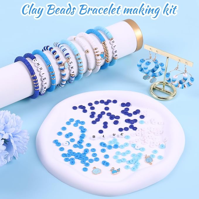 Wuollgess 3500 PCS Valentines Blue Clay Beads - Image 2
