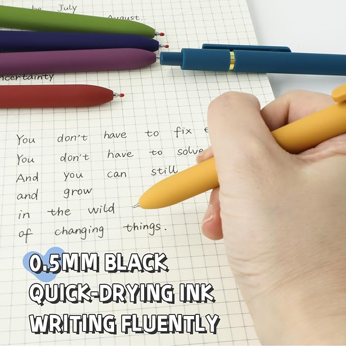 UIXJODO 6 Pcs Gel Pens 0.5mm Quick Dry Black Ink Pens Fine Point Smooth Writing - Image 3