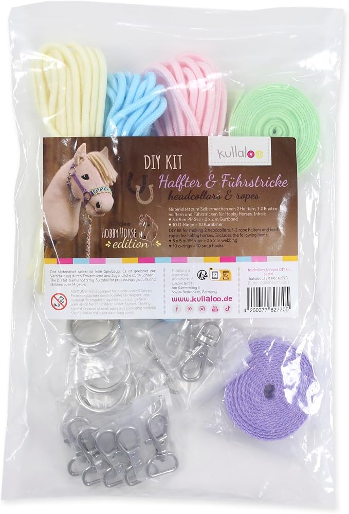 kullaloo DIY Hobby Horse Halter Kit Make Stick Horse Head Collars, Rope Halters - Image 8