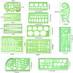 11 Pieces Geometric Drawings Templates Stencils Plastic Measuring Template - Image 3