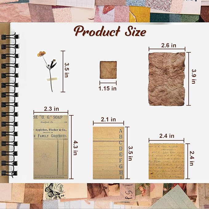 565 Pcs Vintage Scrapbook Paper Kit, Scrapbook Paper Supplies - Image 7