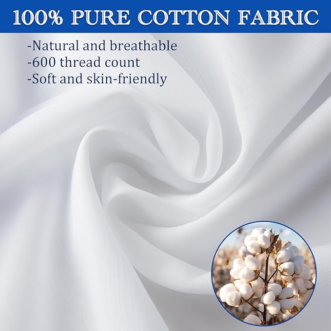 Pillow Protectors with Zipper Standard Size-100% Cotton Pillowcases - Image 4