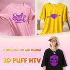 VinylRus Puff Vinyl Heat Transfer -12” x 6ft Purple Puffy 3D Iron on Vinyl - Image 5