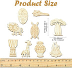 100 pcs Mixed Styles Grassland Animal Theme Unfinished Wooden Cutout Charms - Image 2