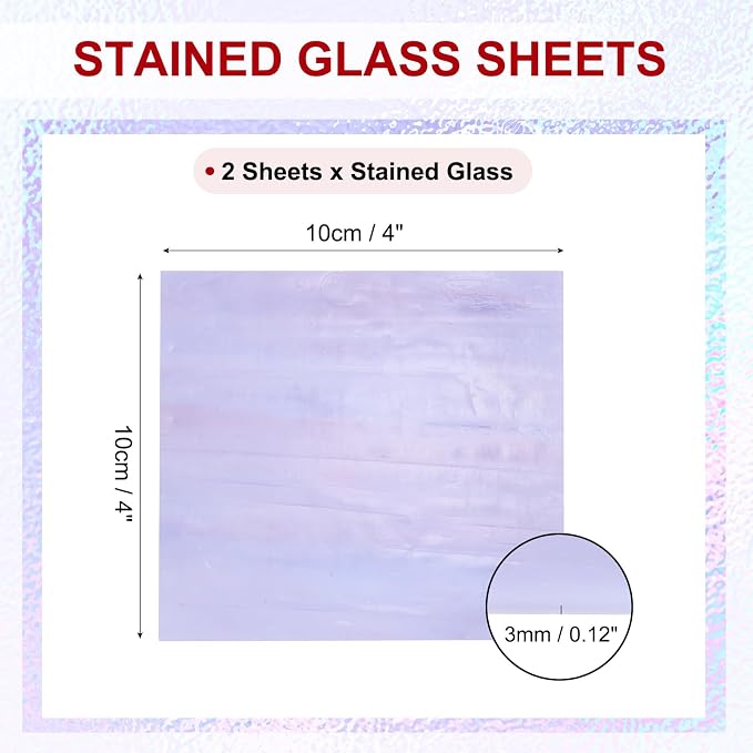 PATIKIL 4 x 4 Inch Transparent Stained Glass Sheets, 2 Sheets Mosaic Glass - Image 2