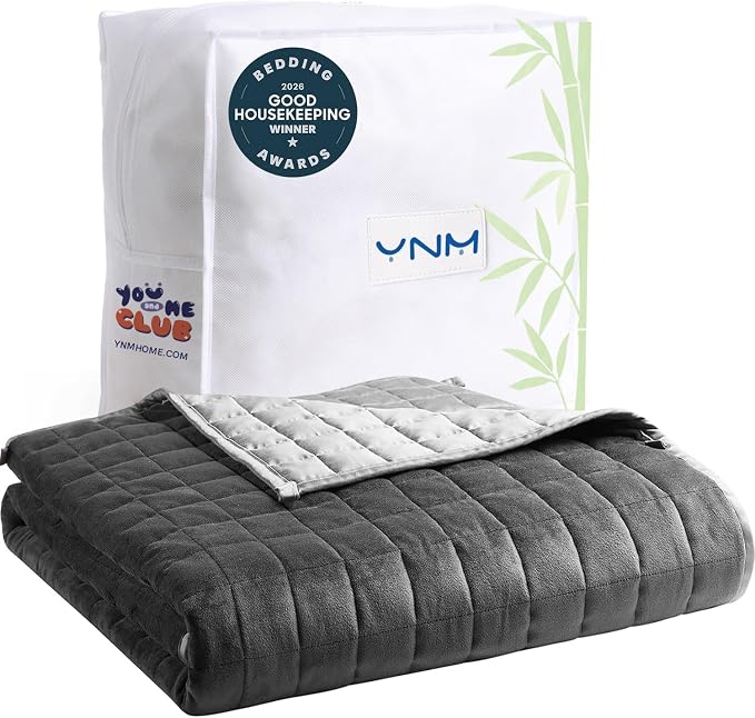 YnM Exclusive Weighted Blanket, Cooling Bamboo & Cozy Velvet Dual-Sided by YNM