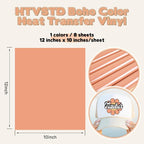 HTVSTD Peachy Pink Boho HTV Heat Transfer Vinyl 8pcs 12×10in Iron on Vinyl | - Image 2