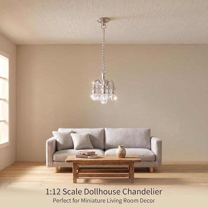 Dollhouse Miniature Chandelier 1:12 Scale Chrystaline Chandelier Pendant 5 Head - Image 5