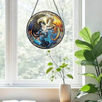 Greatingreat Dragon Stained Glass Window Hanging, 7.87 Inch Bookshelf Decoration - Image 5