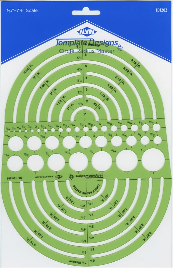 ALVIN Circle Radius Master Template TD1202, Template by Alvin