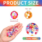 BONNY BOXX 1000pcs 6mm Acrylic Faceted Round Crystal Beads Transparent Mix - Image 2