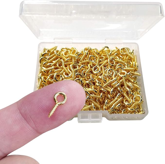 300PCS Mini Screw Eye Pin Pegs, 10 x 5mm Hooks, Self Tapping Screws by TTSAM