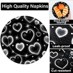 Qyeahkj 100 Pcs 2000s Party Plates Napkins Forks Set Black Heart Tableware - Image 4