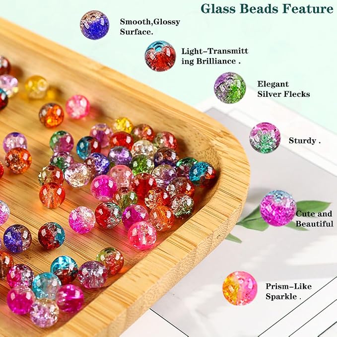 XJRLUK Glass Beads Bracelet Making Kit, Crystal Glass Round Beads Friendship - Image 4